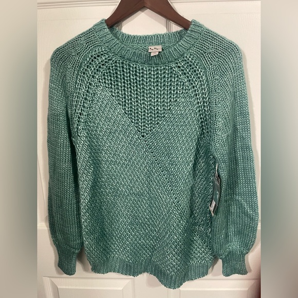 Worthington Sweaters - Worthington Women’s Crew Neck Knit Sweater Green Aqua Size M petite.